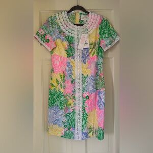Lilly Pulitzer Mila Short Sleeve dress, multi patch bright delight